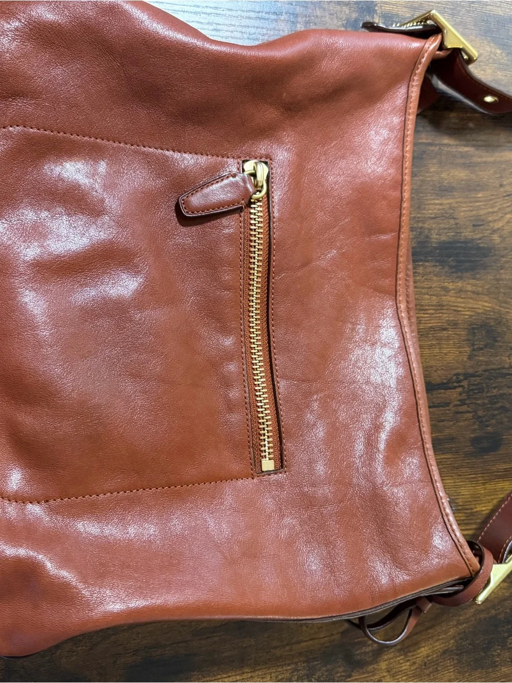 Coach Leather Shoulder Bag in Rich Mahogany